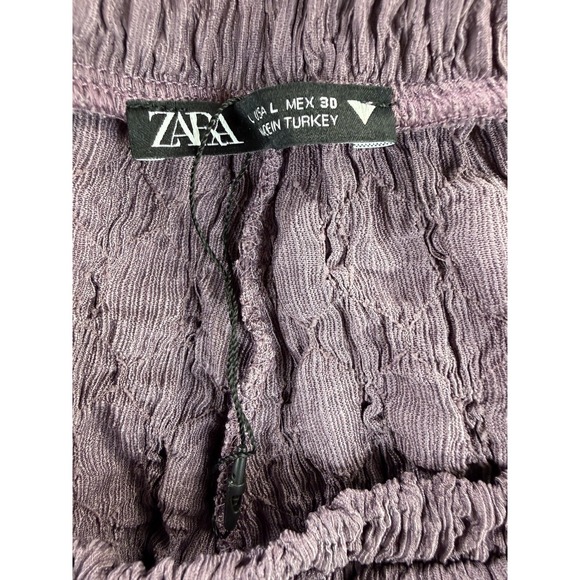 NWOT Zara High-Waisted Balloon Style Joggers Eggplant Textured Bohemian Large - Picture 8 of 10